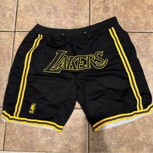 Just Don Black and Yellow Lakers Mesh Shorts